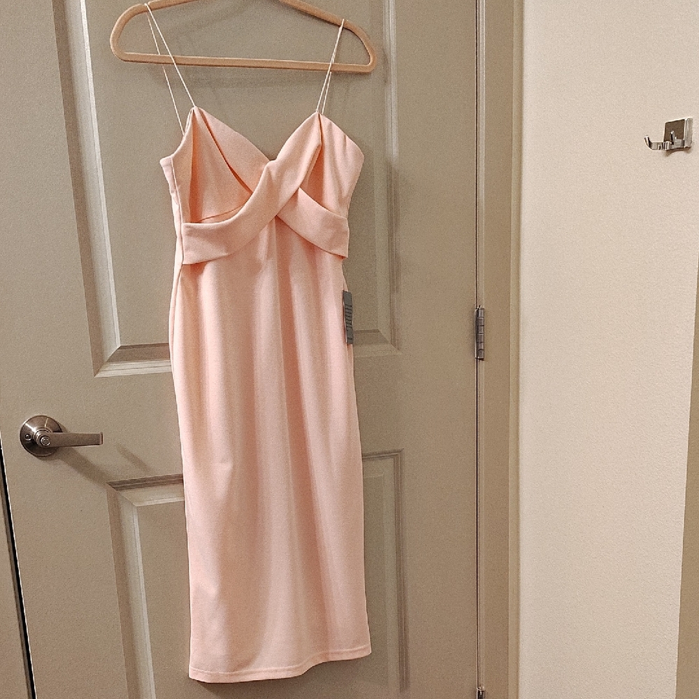 Elegant Rose Colored Spaghetti Strap Dress